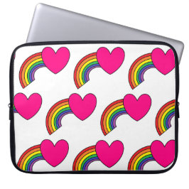 Funda Para Portátil Funda portátil blanco con corazón rosado y arcos d