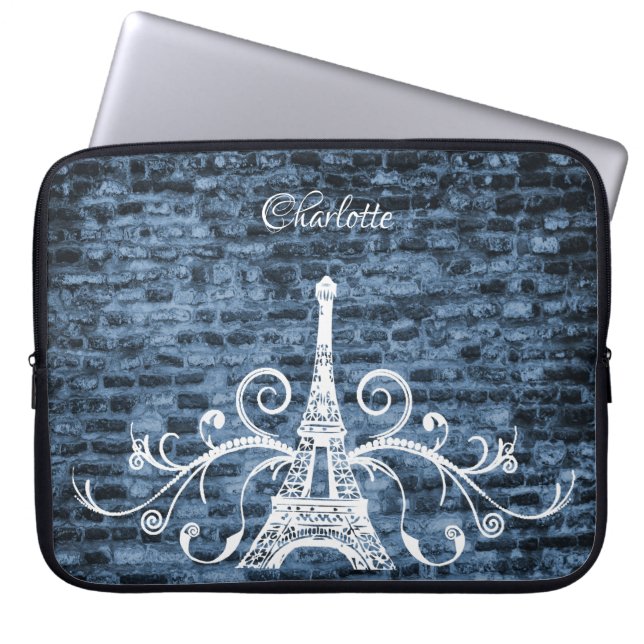 Funda Para Portátil Funda portátil Blue Eiffel Tower Grunge (Frente)