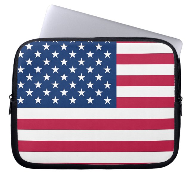 Funda Para Portátil Funda portátil con bandera de los Estados Unidos (Frente)