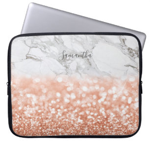 Funda Para Portátil Funda portátil de mármol Rosa Gold Purpurina perso