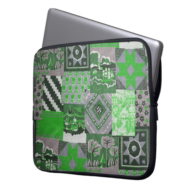 Funda Para Portátil Funda portátil Green Patchwork (Anverso izquierdo)