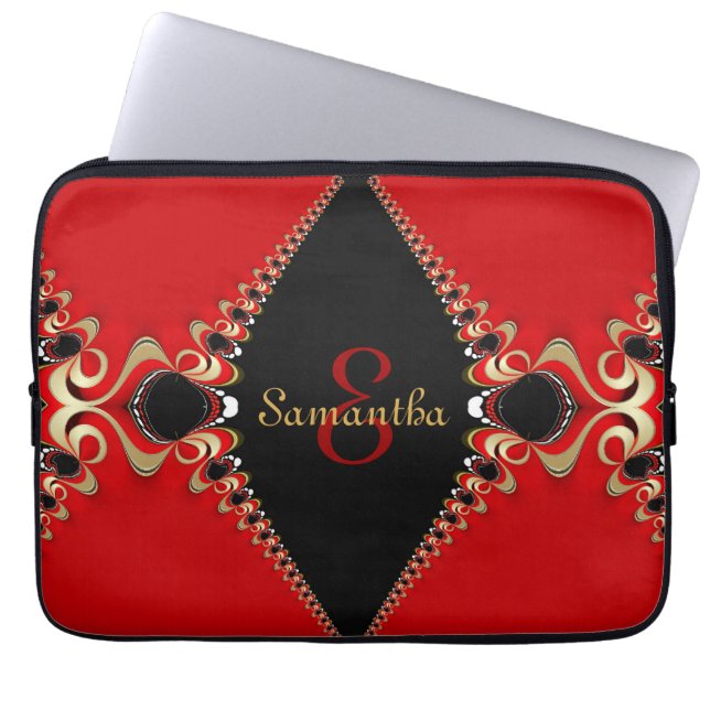 Funda Para Portátil Funky Bohemian Red Gold Swirls Wallet (Frente)