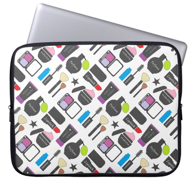 Funda Para Portátil Funky Makeup Cosmetics Collage Pattern (Frente)