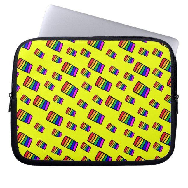 Funda Para Portátil Funky Neon Rainbow Block Pattern (Frente)
