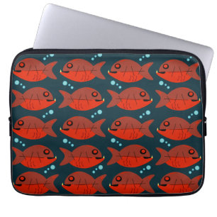 Funda Para Portátil Funky Red Retro Piranha Fish Art Pattern