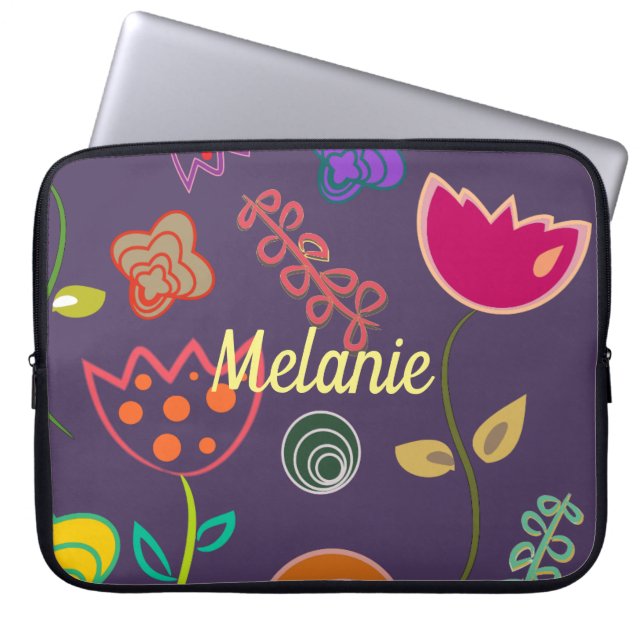 Funda Para Portátil Funky Tulip Purple Pattern Personalised (Frente)
