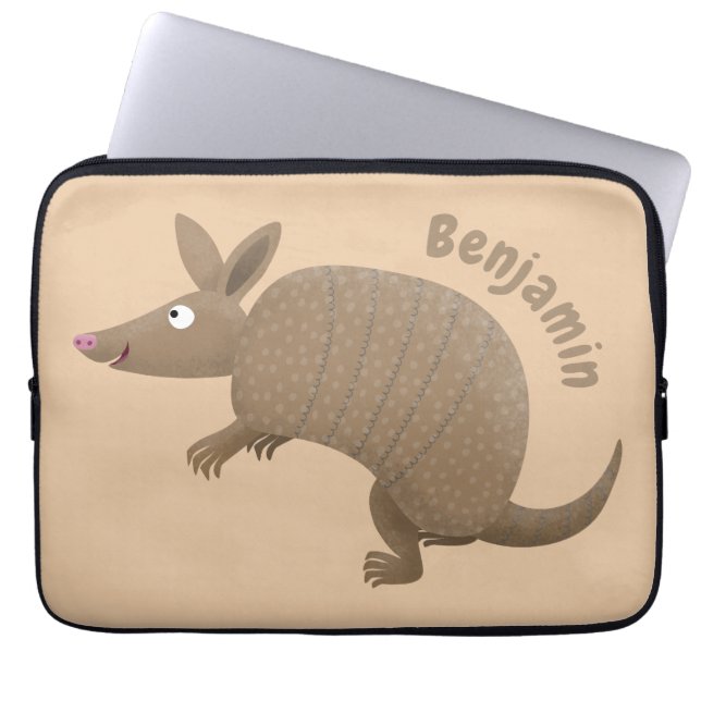 Funda Para Portátil Funny armadillo feliz personalizado ilustracion (Frente)