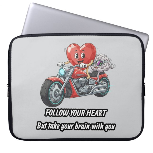 Funda Para Portátil Funny biker heart follow your heart quote  (Frente)