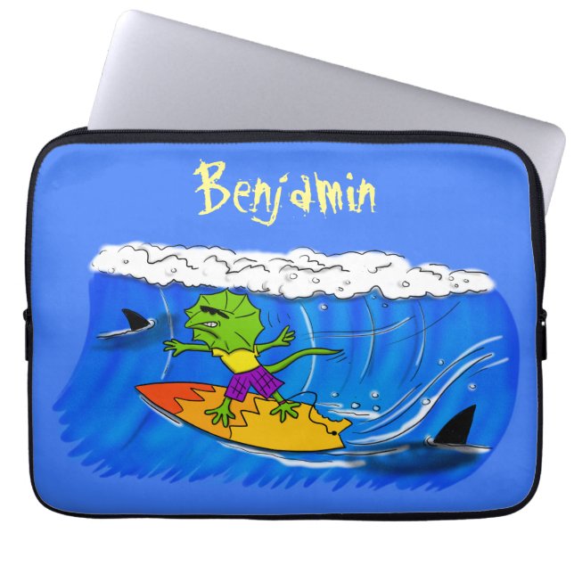 Funda Para Portátil Funny personalizado de surf con lagarto frito (Frente)