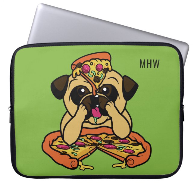 Funda Para Portátil Funny personalizado Pizza Pug monoglumangas para p (Frente)