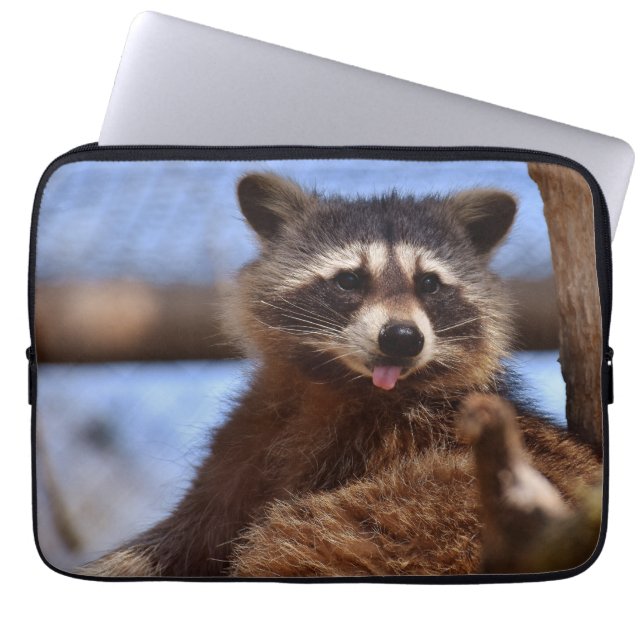 Funda Para Portátil Funny Raccoon Sticking It's Tongue Out (Frente)