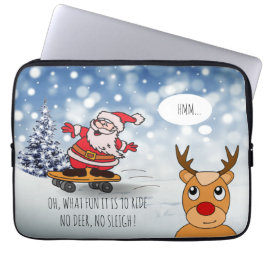 Funda Para Portátil Funny Santa en Skateboard para niños Navidades