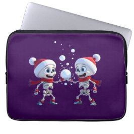 Funda Para Portátil Funny Santa Skeletons Having a Snowball Fight 