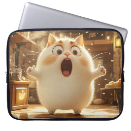 FUNDA PARA PORTÁTIL FUNNY SORPRENDIDO GATO DE GRASA