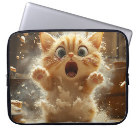 FUNDA PARA PORTÁTIL FUNNY SORPRENDIDO GATO DE GRASA