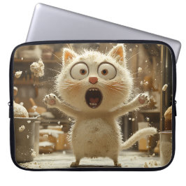 FUNDA PARA PORTÁTIL FUNNY SORPRENDIDO GATO DE GRASA