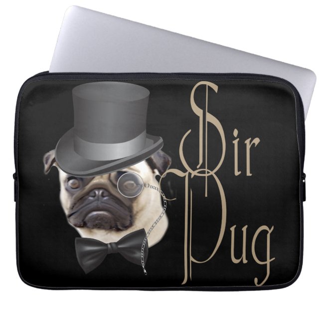 Funda Para Portátil Funny Top Hat Monocle Sir Pug Dog (Frente)