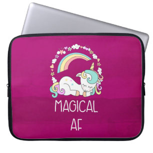Funda Para Portátil Funny Unicorn diciendo AF mágico