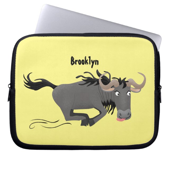 Funda Para Portátil Funny Wildebeest corriendo ilustracion personaliza (Frente)