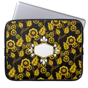 Funda Para Portátil Fur de lis, blanco, dorado floral, Añadir iniciale