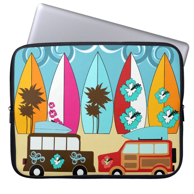 Funda Para Portátil Furgonetas del Hippie del vago de la playa de las (Frente)