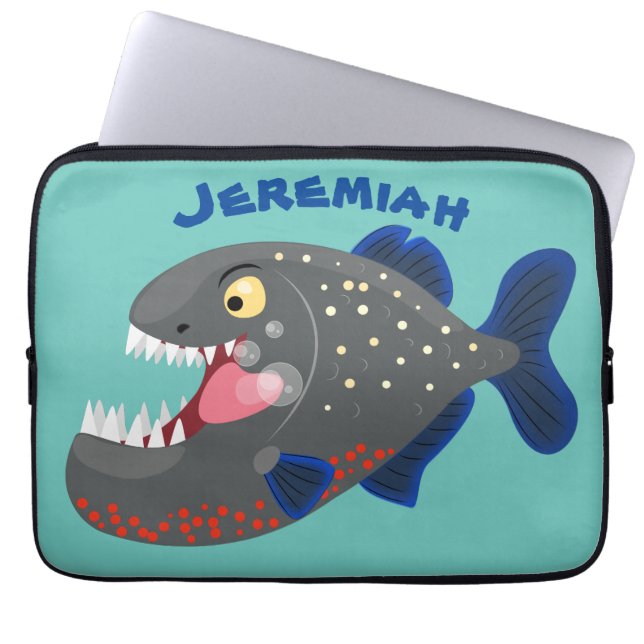 Funda Para Portátil Furioso ilustracion personalizado de piranha (Frente)