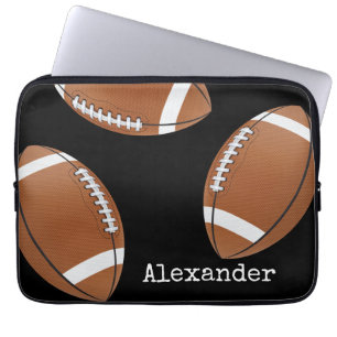Funda Para Portátil Fútbol de nombre monogramado negro