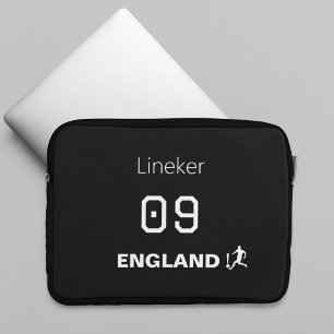 Funda Para Portátil Fútbol Inglaterra Negro Blanco Nombre Número Perso
