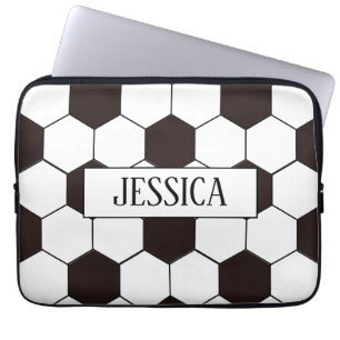 Funda Para Portátil Fútbol Patrón de fútbol añadir tu nombre