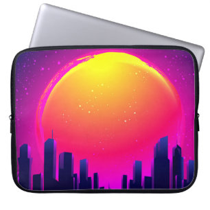 Funda Para Portátil Futurismo retro. ilustracion futurista de ondas si