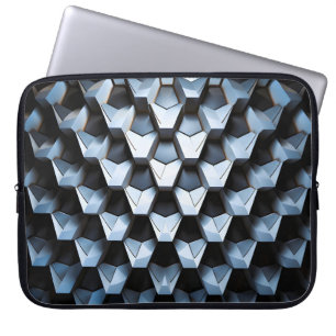 Funda Para Portátil Futurista abstracto azul geométrico metálico