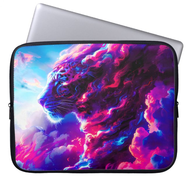 Funda Para Portátil Futuristic Cosmic Neon Leopard  (Frente)
