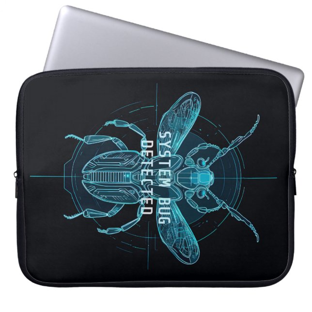 Funda Para Portátil Futuristic Cyber Bug Detected IT Humor (Frente)