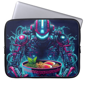 Funda Para Portátil Futuristic Cyberpunk Robot Neon Food Ramen