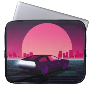 Funda Para Portátil Futuro retro. Fondo de ciencia ficción estilo años