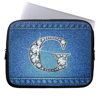 Funda Para Portátil G Faux "Diamond" Denim Stitling Electronics Bag