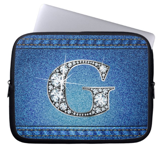 Funda Para Portátil G Faux "Diamond" Denim Stitling Electronics Bag (Frente)
