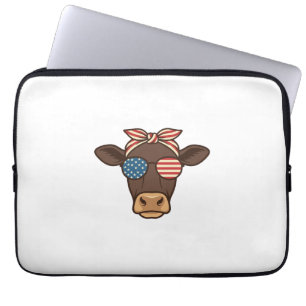 Funda Para Portátil Gafas de sol de cabeza de vaca patrióticas diseño 