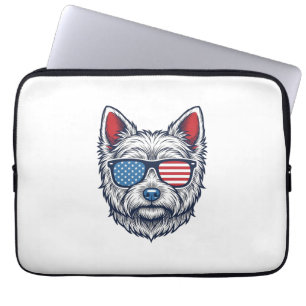 Funda Para Portátil Gafas de sol patrióticas para perros Westie Arte v