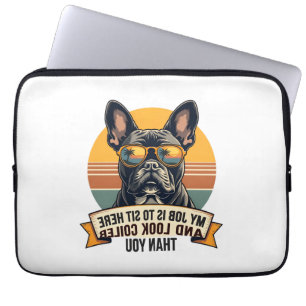 Funda Para Portátil Gafas de sol vintage de bulldog francés Mi trabajo
