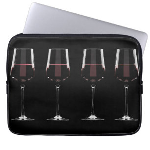 Funda Para Portátil Gafas de vino con vino tinto en negro