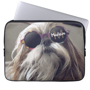 Funda Para Portátil Gafas retro vintage de Guay Shih Tzu Foto Monogram