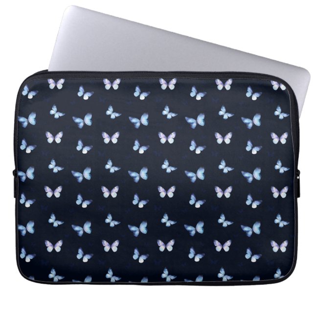 Funda Para Portátil Galaxia azul Fantasía mariposas (Frente)