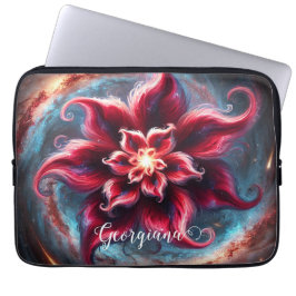 Funda Para Portátil Galaxia de Poinsettia floral festiva personalizada