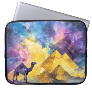 Funda Para Portátil Galaxia del desierto acuarela Camello Pirámide Via