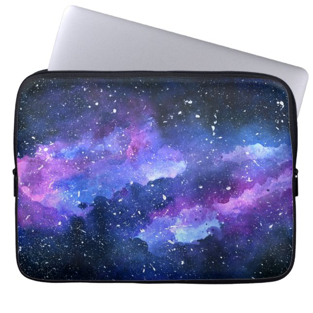Funda Para Portátil Galaxia Espacio Universo Acuarela Púrpura (Frente)
