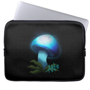 Funda Para Portátil Galaxia Shiitake GLuminoso Mushroom azul claro