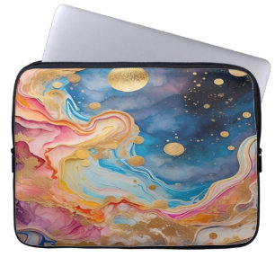 Funda Para Portátil Galaxia y planetas en acuarela
