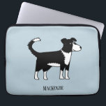 Funda Para Portátil Gales Frontera Collie Sheepdog Personalizado<br><div class="desc">Un adorable perro pastor blanco y negro de la frontera galesa. Estos magníficos e inteligentes perros de trabajo son geniales para los amantes de los animales,  pastores y agricultores. ¡Y a cualquier otro! Arte original de Nic Squirrell. Cambie o quite el nombre al personalizar.</div>