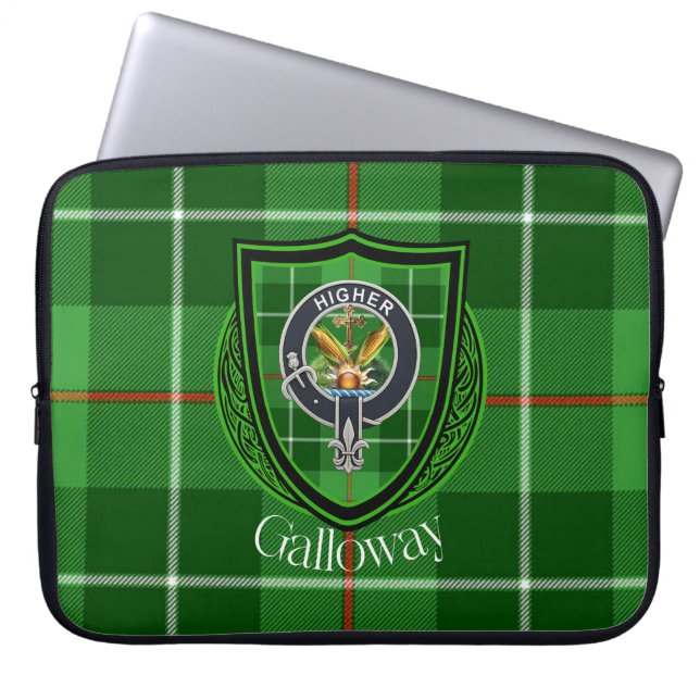 Funda Para Portátil Galloway Scottish Clan Tartan and Crest  (Frente)